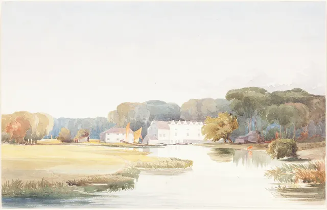 Bulwer wallpaper: Horstead Mill on the River Bure Norfolk 1829